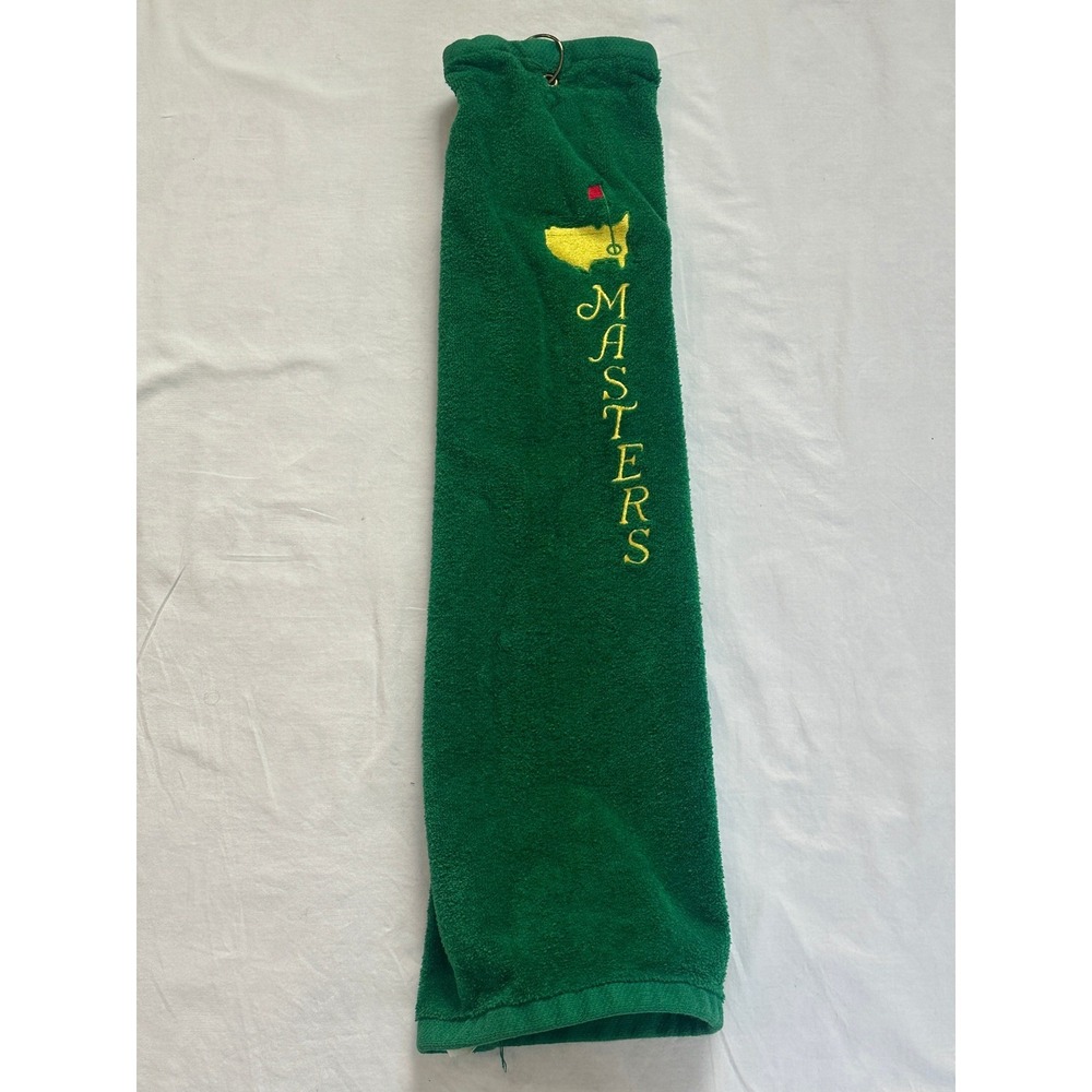 Masters Tournament Golf Towel Green Cotton Embroidered Logo Made in USA 24 Inch